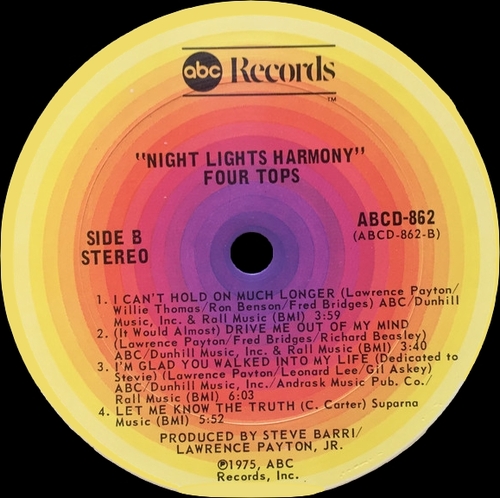 The Four Tops : Album " Night Lights Harmony " ABC Records ABCD-862 [ US ]