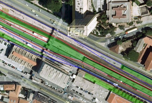 Gare de Toulon centre surface - Plan des voies dans l'emprise ferroviaire actuelle