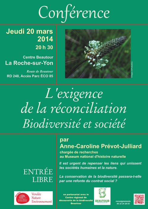 Conférence  : L'exigence de la réconciliation. Biodiversité et société.