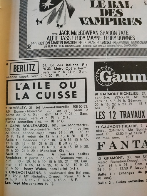 L' AILE OU LA CUISSE - LOUIS DE FUNES BOX OFFICE 1976