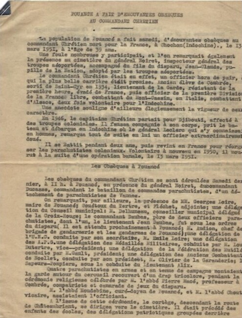 * Page souvenir - Marcel CHRETIEN un Saint-cyrien-résistant parmi d’autres - Ancien du B.M.5 de la 1ere DFL