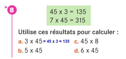 Multiplication: savoir se servir des résultats connus pour ne pas poser le calcul