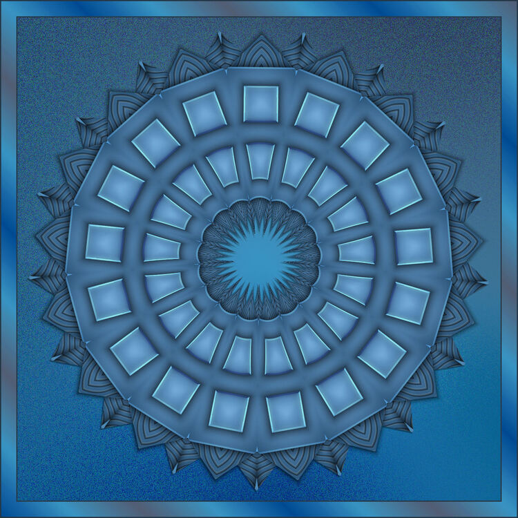 Mandalas fractale bleu avec fond ou en transparence