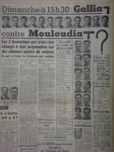 2.5.1954 Pour le titre GSA-MCA 0-0