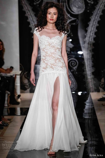 reem-acra-bridal-spring-2014-wedding-dress-taisie-chiffon-gown-side-slit-skirt