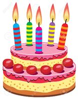 Gâteau D'anniversaire Avec Des Bougies Allumées Clip Art Libres De ...
