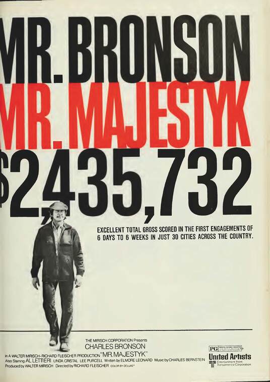 MR.MAJESTYK BOX OFFICE USA 1974