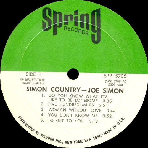 Joe Simon : Album " Simon Country " Spring Records SPR 5705 [ US ]