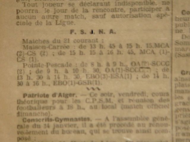 21.1.1923 à maison carrée MCA-Cercle des Sports (C.S)