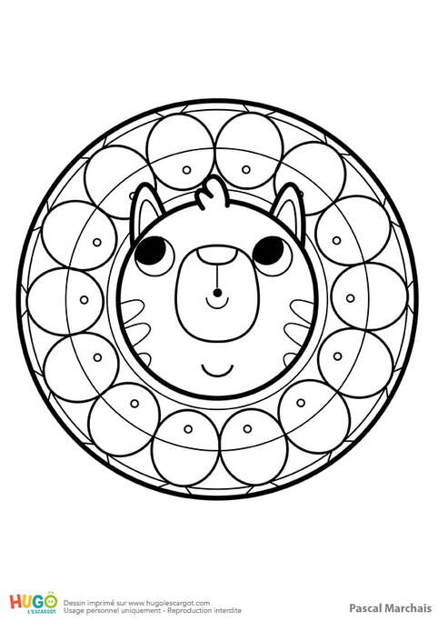 Mandala et coloriage magique: le chat
