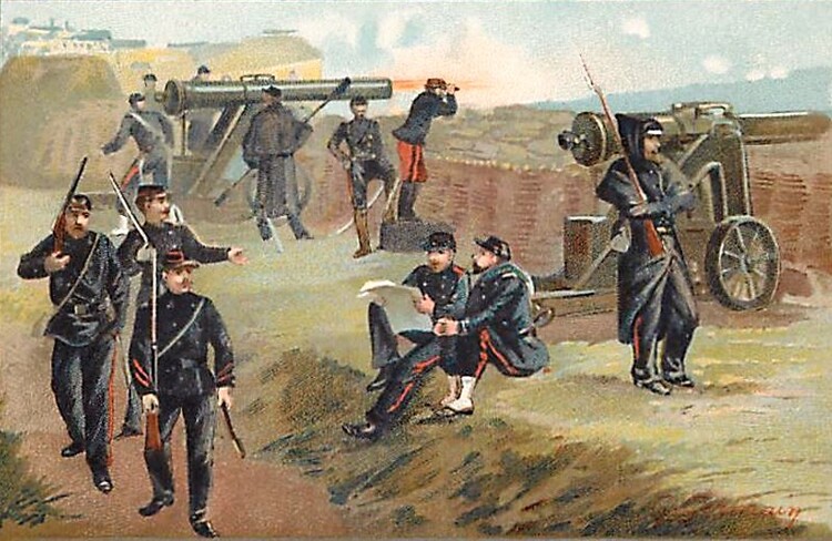 La Garde nationale gardant les remparts lors du siège de Paris par les Versaillais (illustration de G. Germain). 