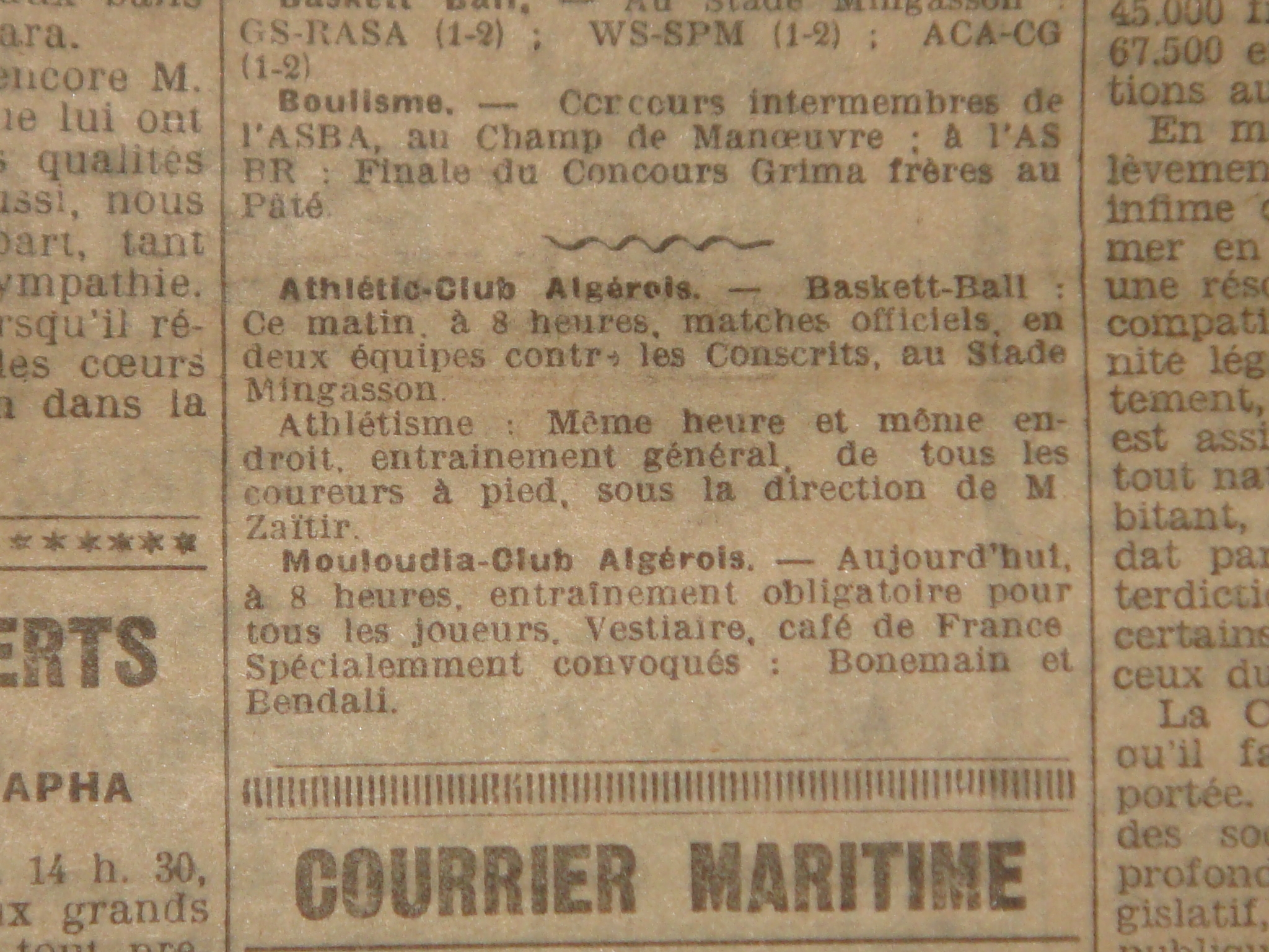 BOUNEMAIN et BENDALI convoqués pour les entraiments du MCA