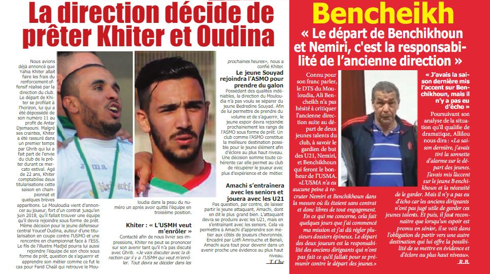 Les jeunes du Mouloudia la polémique