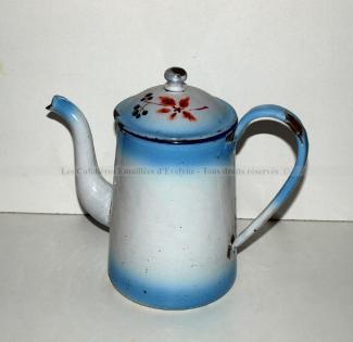 Cafetière émaillée couvercle fleuri
