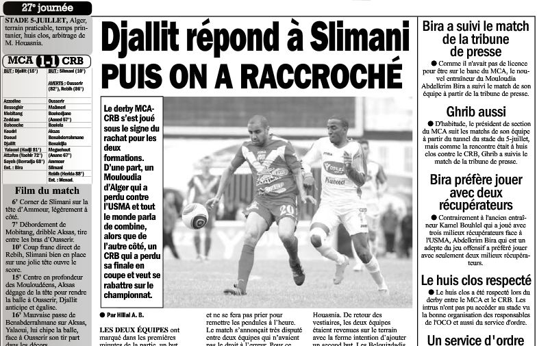 Samedi 5.5.2012 CRB-MCA 1-1