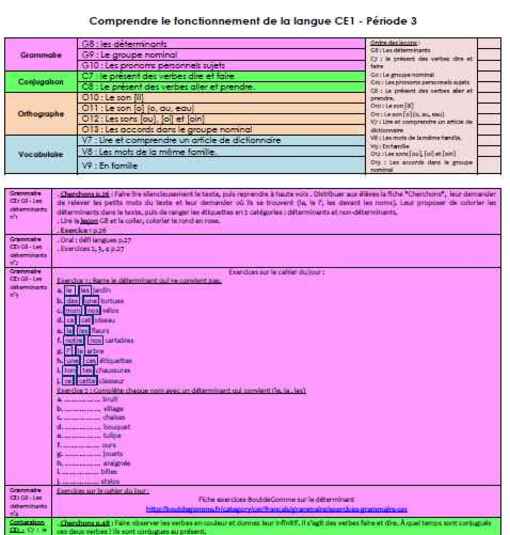 Comprendre le fonctionnement de la langue CE1 - période 3
