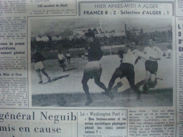 Jeudi 11.11.1954 France B-Sélection Alger 2.1