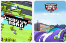 L’affiche de deux jeux : « Crossy Road » et « Transformers Rescue Bots »