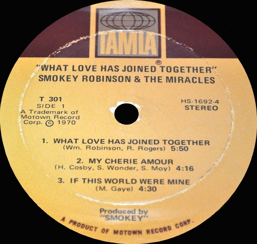 Smokey Robinson & The Miracles : Album " What Love Has... Joined Together " Tamla Records TS 301 [ US ]