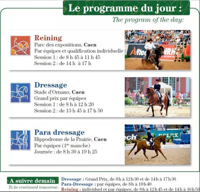 Le programme des Jeux équestres mondiaux du mardi 26 août 2014.