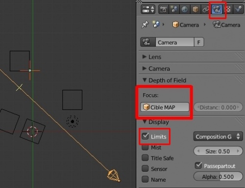 Le panneau Depht of field de la caméra