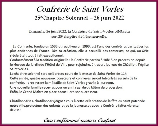 Un nouveau Chapitre pour l'Association Saint Vorles....