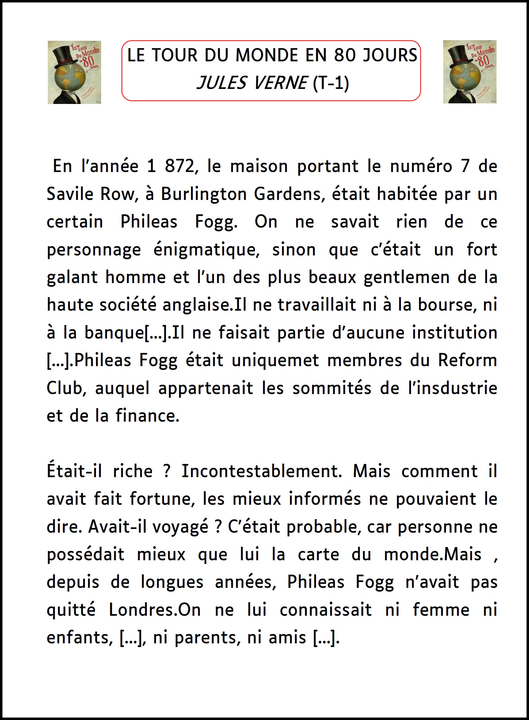 Le Tour Du Monde En 80 Jours Mimiclass