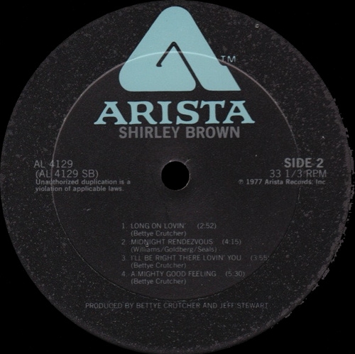 Shirley Brown : Album " Shirley Brown " Arista Records AL 4129 [ US ]