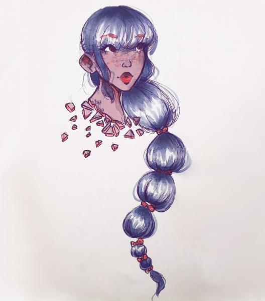 Dessin d'une fille qui a une tresse (pouah quel titre nul xD)