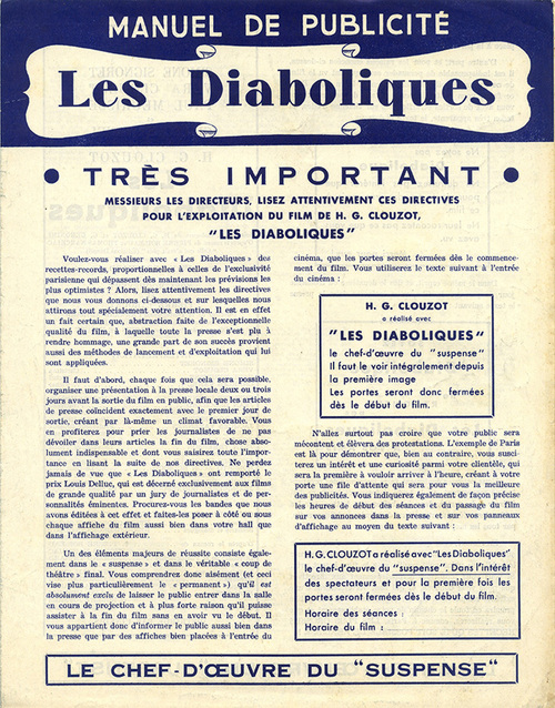 LES DIABOLIQUES - SIMONE SIGNORET BOX OFFICE 1955