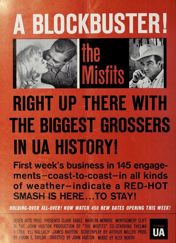 THE MISFITS BOX OFFICE USA 1961