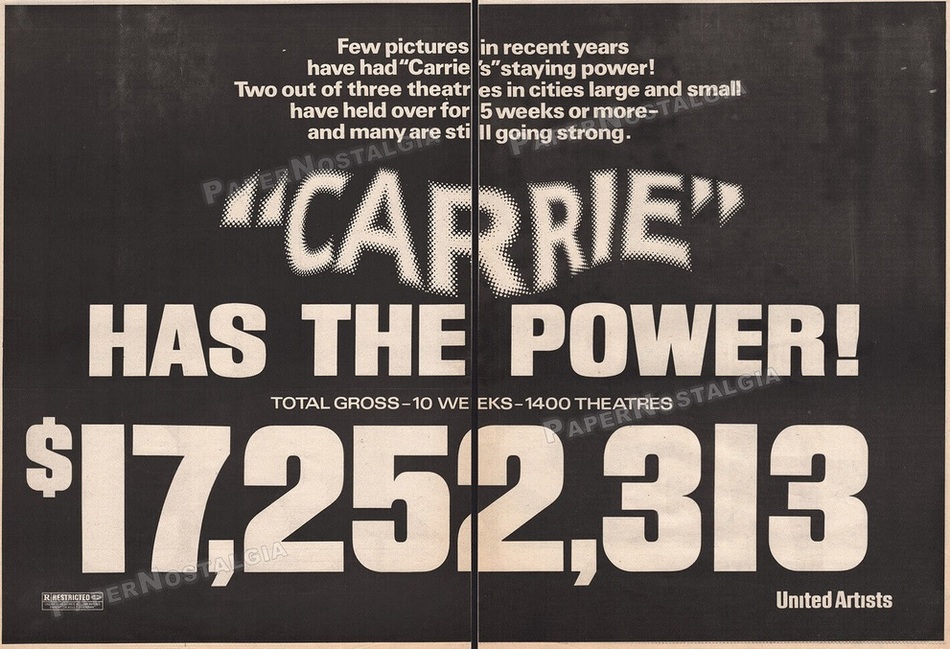 CARRIE BOX OFFICE USA 1976