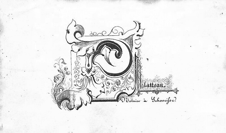 Carte de visite illustrée de Maître Platteau, notaire à Schorisse 