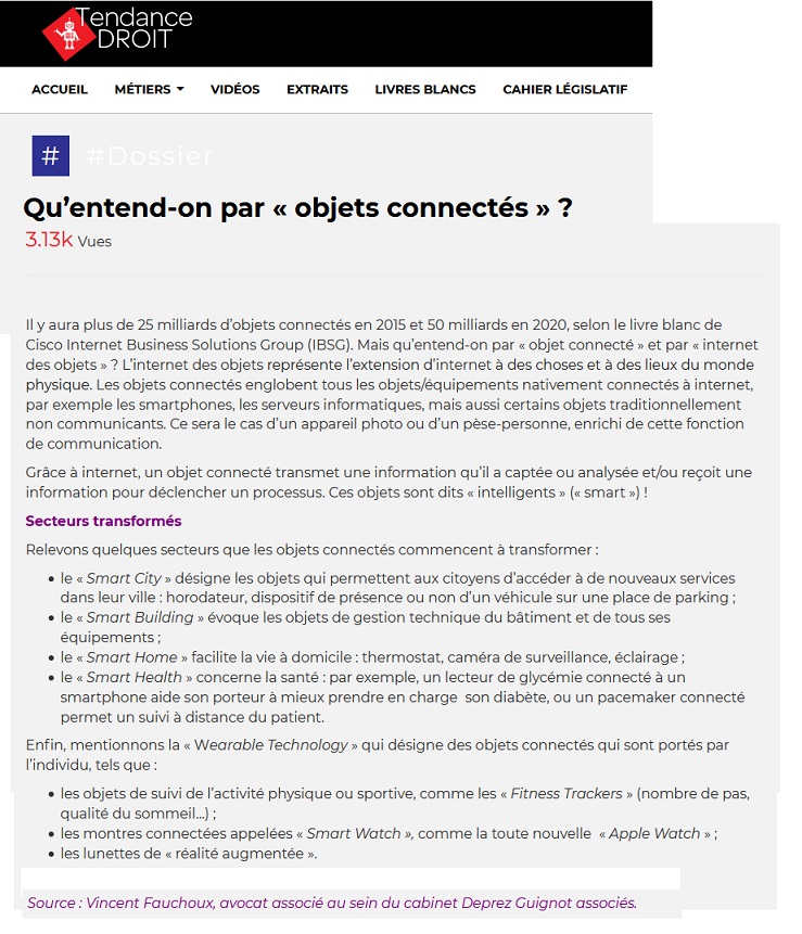 Quelques définitions sur les objets connectés