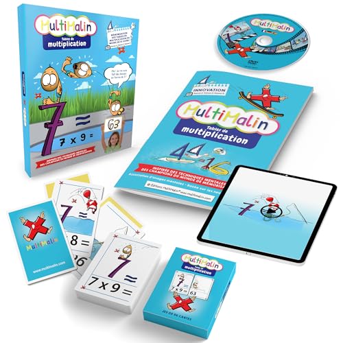 Multimalin - Coffret Tables de Multiplication (Livret + DVD + Jeu de Cartes) - Apprendre Les Tables de Multiplication avec Plaisir - Mémorisation Ludique et Durable | CE1, CE2, CM1, CM2 et + (B)