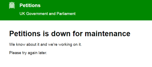 Capture d’écran du site Petition.parliament.uk