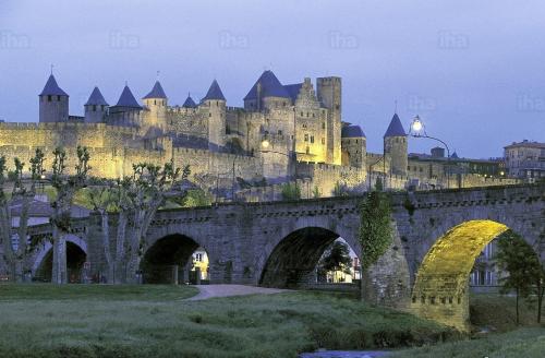 Carcassonne (Aude) : ville basse et basilique de la cité médiévale