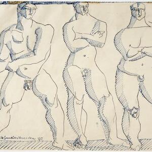 Henri Gaudier-Brzeska - trois nus masculins debout  1913