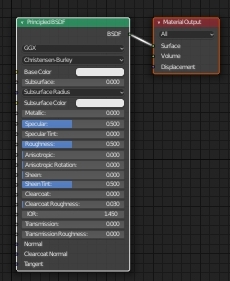 Les 2 nodes qui sont apparus dans le Shader Editor