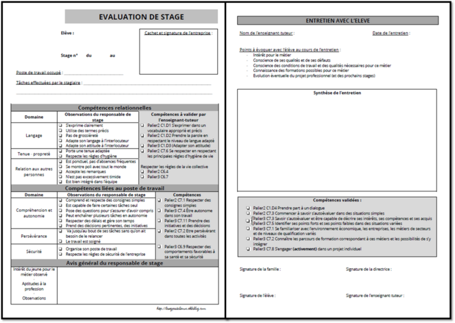 Evaluation de stage