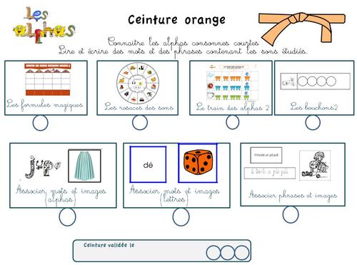 Ceintures de compétences Phonologie avec les Alphas