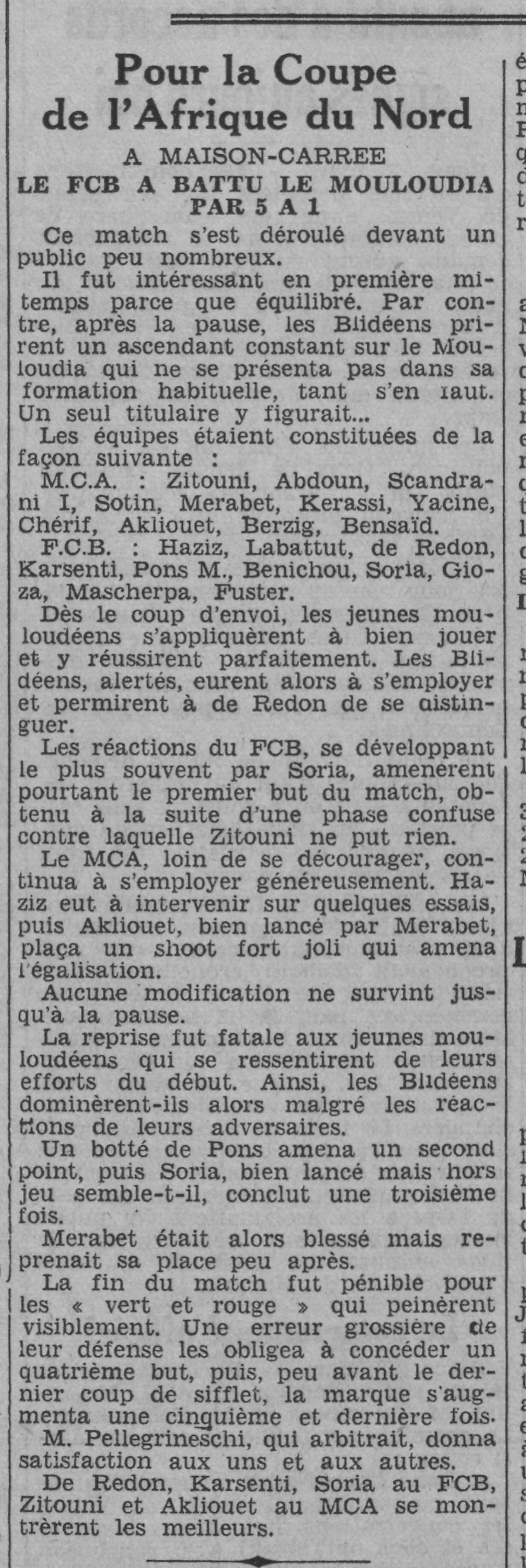 22.3.1936 afn (6ème fois) à rejouer fcb-mca reserves  5-1