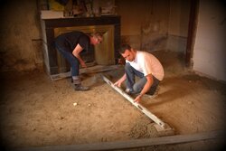 préparation des plots beton pour la pose du treillis soudé