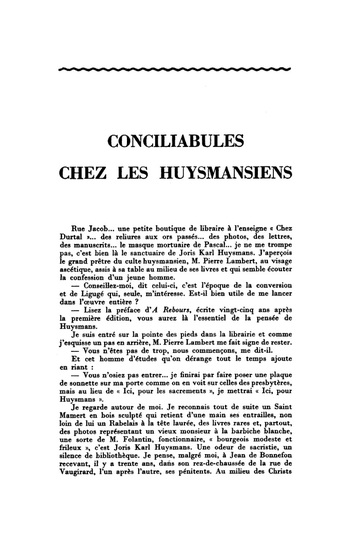 Simon Arbellot - Conciliabules chez les Huymansiens (1957)