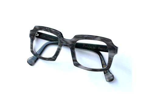 monture de lunettes sur mesure: monture homme grise d'inspiration annes 70