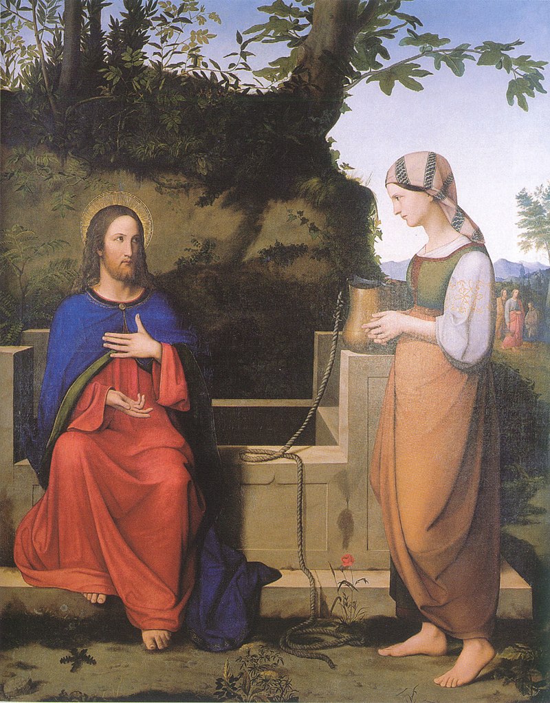 Le Christ et la Samaritaine au puits, Josef von Hempel (de) du mouvement nazaréen (1823), collection privée.