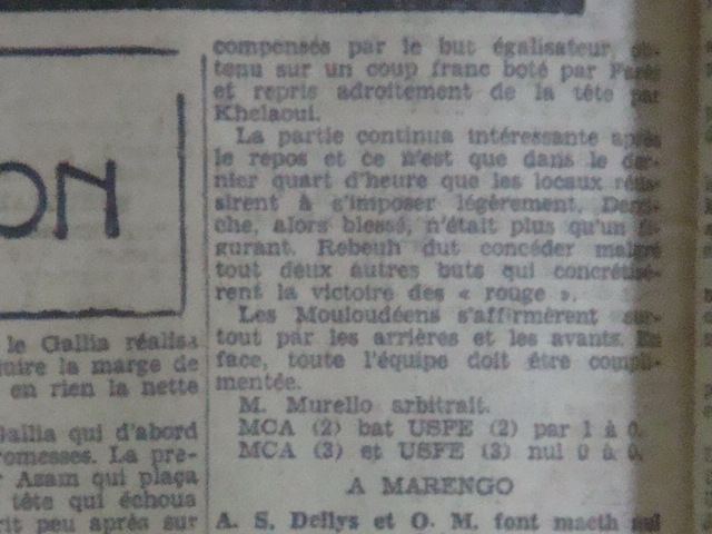 Dimanche 27.11.1932 à Fort de l'Eau USFE-MCA 4-1