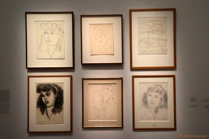Henri Matisse, 6 oeuvres  au fusain, crayon ou encre de Chine sur papier