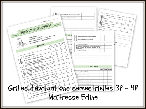 Grilles d'évaluations 3P - 4P accompagnant le bulletin