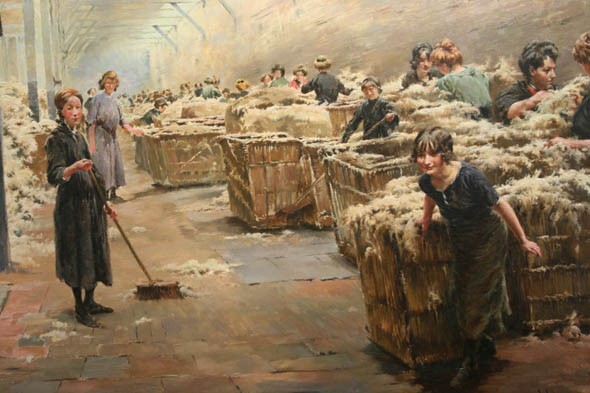  Scène de triage de la laine